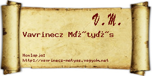 Vavrinecz Mátyás névjegykártya